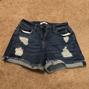 SO Dark Blue Distressed Jean Shorts